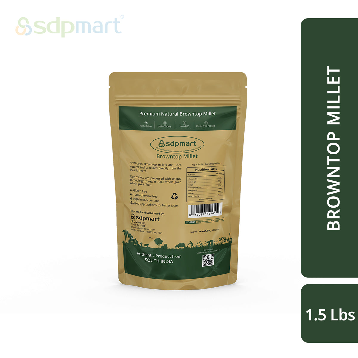 SDPMart Premium Browntop Millet (Unpolished) 1.5 LB